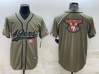 San Francisco 49ers Olive Salute To Service Team Big Logo Cool Base Stitched Baseball