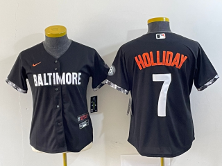 Baltimore Orioles #7 city black women jersey