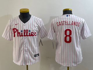 Philadelphia Phillies #8 Nick Castellanos White youth jersey