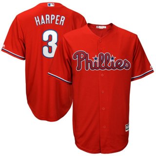 Philadelphia Phillies #3 Bryce Harper Red Cool Base Stitched MLB Jersey