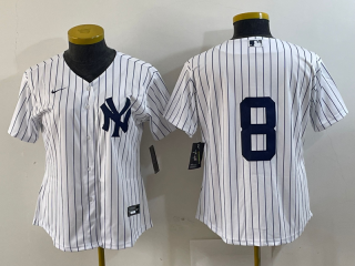 New York Yankees #8 women white jersey
