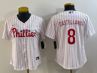 Philadelphia Phillies #8 Nick Castellanos White women jersey