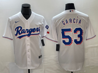 Texas Rangers #53 Adolis Garcia White Cool Base Stitched Baseball Jersey