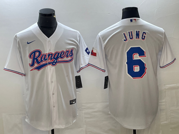 Texas Rangers #6 White Cool Base Stitched Baseball Jersey