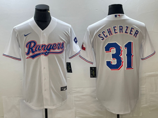 Texas Rangers #31 White Cool Base Stitched Baseball Jersey
