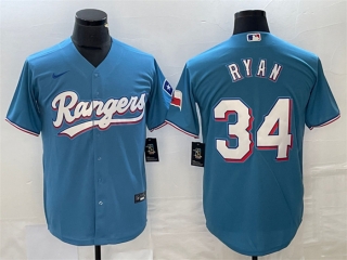 Texas Rangers #34 Nolan Ryan Blue Cool Base Stitched Baseball Jersey