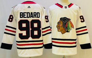 Chicago Blackhawks #98 Connor Bedard White Black Stitched Jersey