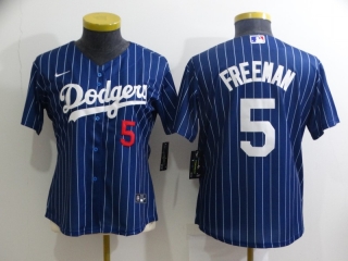 Women's Los Angeles Dodgers #5 Freddie Freeman Blue Stitched Baseball Jersey(Run small