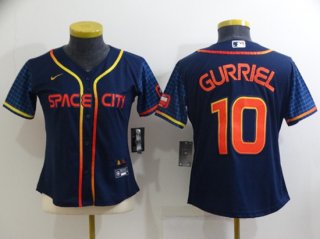 Women's Houston Astros #10 Yuli Gurriel 2022 Navy City Connect Stitched Jersey(Run