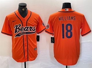 Chicago Bears #18 Caleb Williams Orange With Patch Cool Base Stitched Baseball Jersey