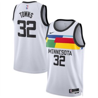 Men's Minnesota Timberwolves #32 Karl-Anthony Towns White 2022 23 City Edition Stitched