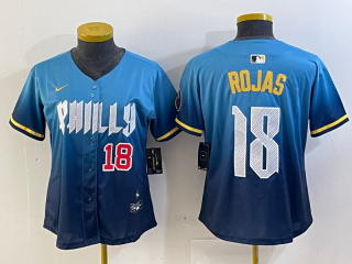 Women Philadelphia Phillies #18 blue city jersey 3