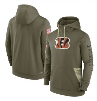 Cincinnati Bengals 2022 Olive Salute To Service Therma Performance Pullover Hoodie