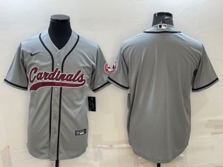 Arizona Cardinals Blank Gray With Patch Cool Base Stitched Baseball Jersey