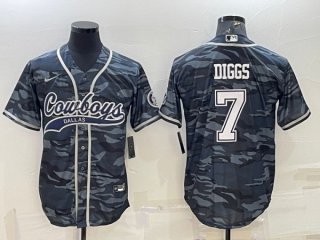 Dallas Cowboys #7 Trevon Diggs Gray Camo With Patch Cool Base Stitched