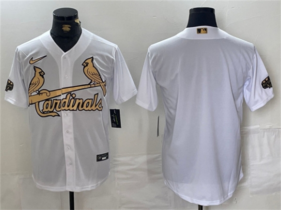 St. Louis Cardinals Blank All-Star White Gold Stitched Baseball Jersey