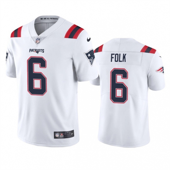 New England Patriots #6 Nick Folk White Vapor Untouchable Limited Stitched