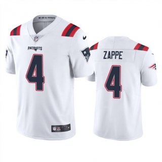 New England Patriots #4 Bailey Zappe White Vapor Untouchable Limited Stitched
