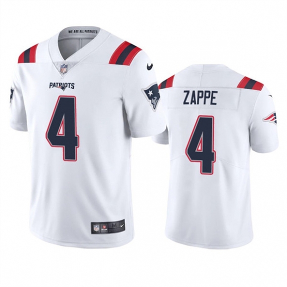 New England Patriots #4 Bailey Zappe White Vapor Untouchable Limited Stitched
