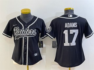 Las Vegas Raiders #17 Davante Adams Black With Patch Cool Base Stitched Baseball