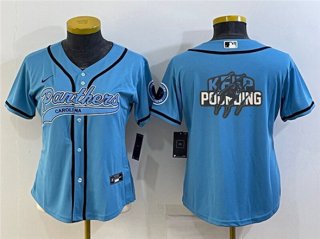Youth Carolina Panthers Blue Team Big Logo With Patch Cool Base Stitched Baseball Jersey