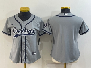 Youth Dallas Cowboys Blank Gray With Patch Cool Base Stitched Baseball Jersey