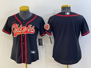 Youth Kansas City Chiefs Blank Black With Patch Cool Base Stitched Baseball Jersey