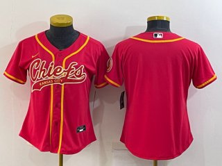 Youth Kansas City Chiefs Blank Red With Patch Cool Base Stitched Baseball Jersey