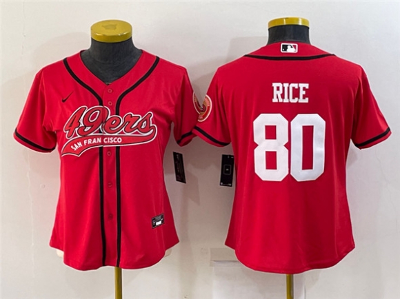 Youth San Francisco 49ers #80 Jerry Rice Red With Patch Cool Base Stitched Baseball Jersey