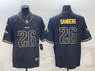 Philadelphia Eagles #26 Miles Sanders Black Golden Edition Stitched Football Jersey
