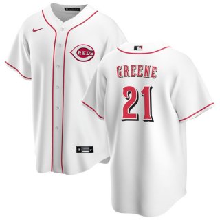 Cincinnati Reds #21 Hunter Greene White Cool Base Stitched Baseball Jersey