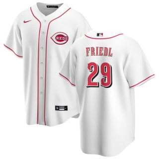 Cincinnati Reds #29 TJ Friedl White Cool Base Stitched Baseball Jersey
