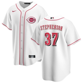 Cincinnati Reds #37 Tyler Stephenson White Cool Base Stitched Baseball Jersey
