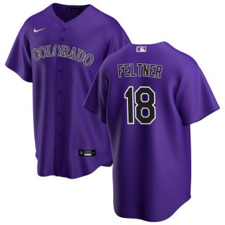 Colorado Rockies #18 Ryan Feltner Purple Stitched Baseball Jersey