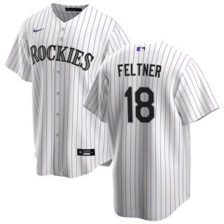 Colorado Rockies #18 Ryan Feltner White Stitched Baseball Jersey