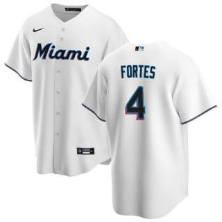 Miami Marlins #4 Nick Fortes White Cool Base Stitched Baseball Jersey