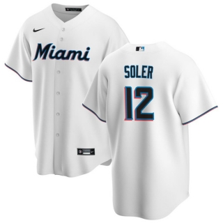 Miami Marlins #12 Jorge Soler White Cool Base Stitched Baseball Jersey