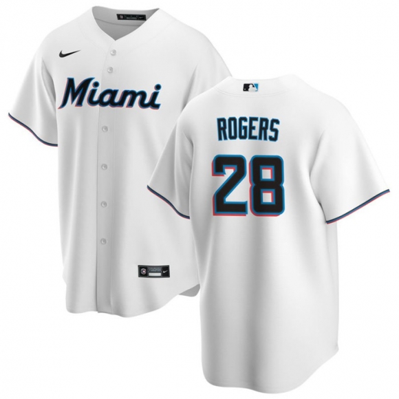 Miami Marlins #28 Trevor Rogers White Cool Base Stitched Baseball Jersey