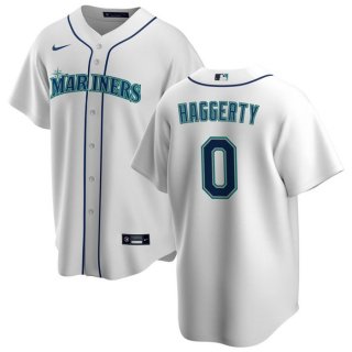 Seattle Mariners #0 Sam Haggerty White Cool Base Stitched Jersey
