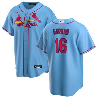 St. Louis Cardinals #16 Nolan Gorman Blue Cool Base Stitched Jersey
