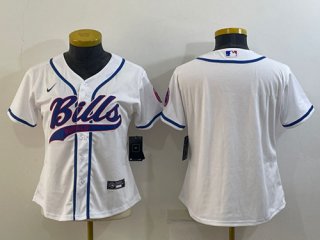 Buffalo Bills Blank White With Patch Cool Base Stitched Baseball Jersey(Run