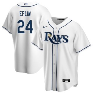 Tampa Bay Rays #24 Zach Eflin White Cool Base Stitched Baseball Jersey