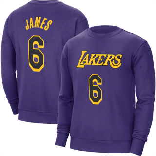 Los Angeles Lakers #6 LeBron James Purple Long Sleeve T-Shirt