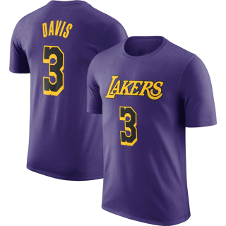 Men's Los Angeles Lakers #3 Anthony Davis Purple 2022 23 Statement Edition Name and number