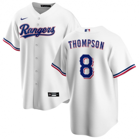 Texas Rangers #8 Bubba Thompson White Cool Base Stitched Baseball Jersey