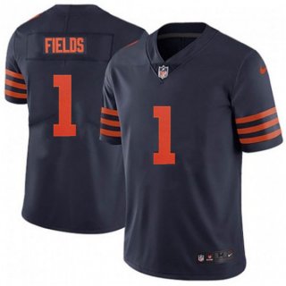 Chicago Bears #1 Justin Fields Navy Color Rush Limited Stitched Jersey(Run