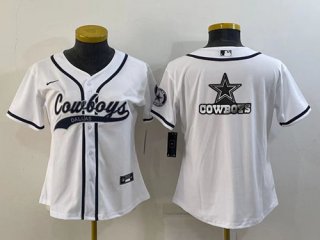 Dallas Cowboys White Team Big Logo With Patch Cool Base Stitched Baseball