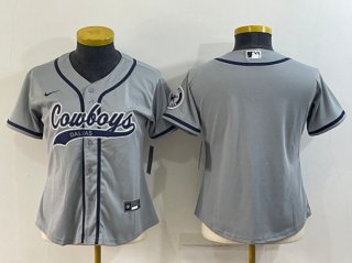 Dallas Cowboys Blank Gray With Patch Cool Base Stitched Baseball Jersey(Run