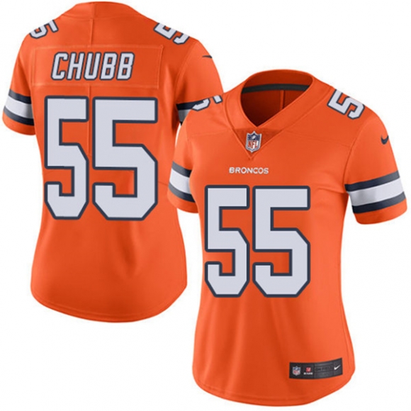 Denver Broncos #55 Bradley Chubb Orange Color Rush Limited Stitched NFL