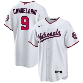 Washington Nationals #9 Jeimer Candelario White Cool Base Stitched Baseball Jersey